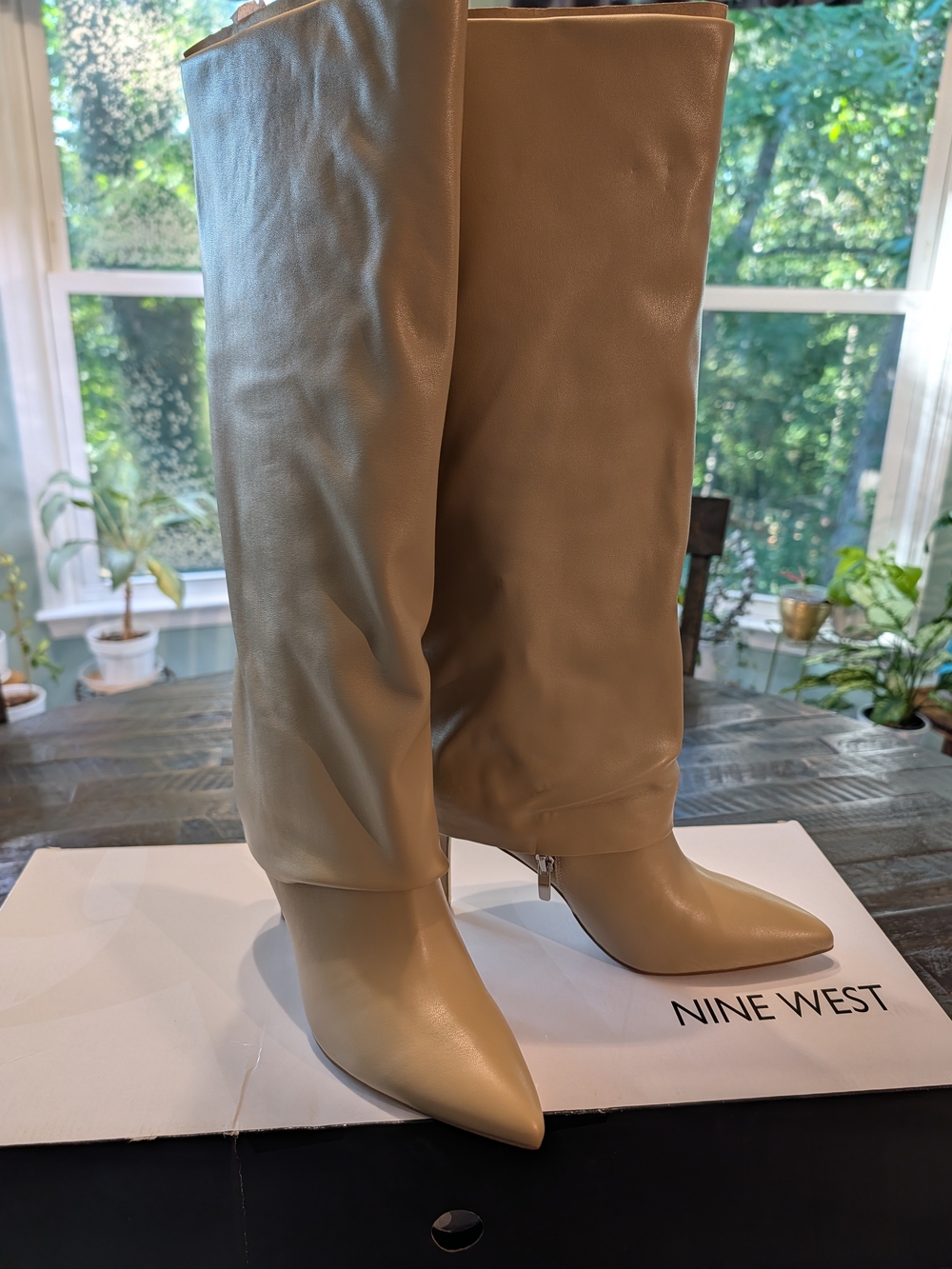 Nine West Women's Knee-High Fold-over Boots - Beige
